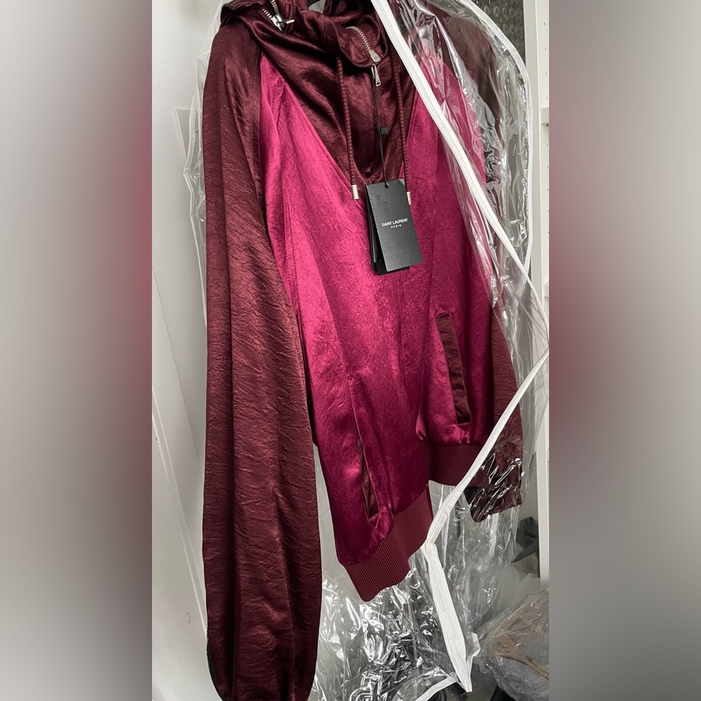 Saint Laurent Burgundy Satin Jacket